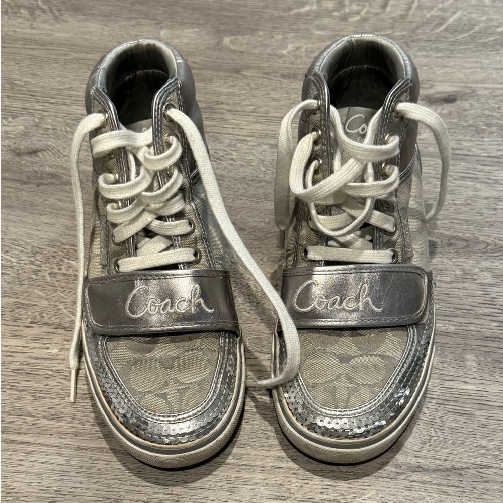 *VINTAGE* COACH Sequin High-Top Sneakers *RARE*